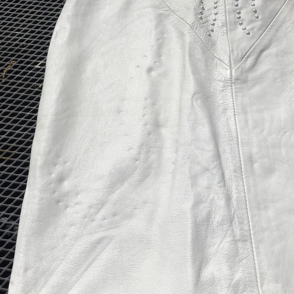 Vintage Positano Pelle S WhiteLeather StuddedDress - Picture 8 of 8